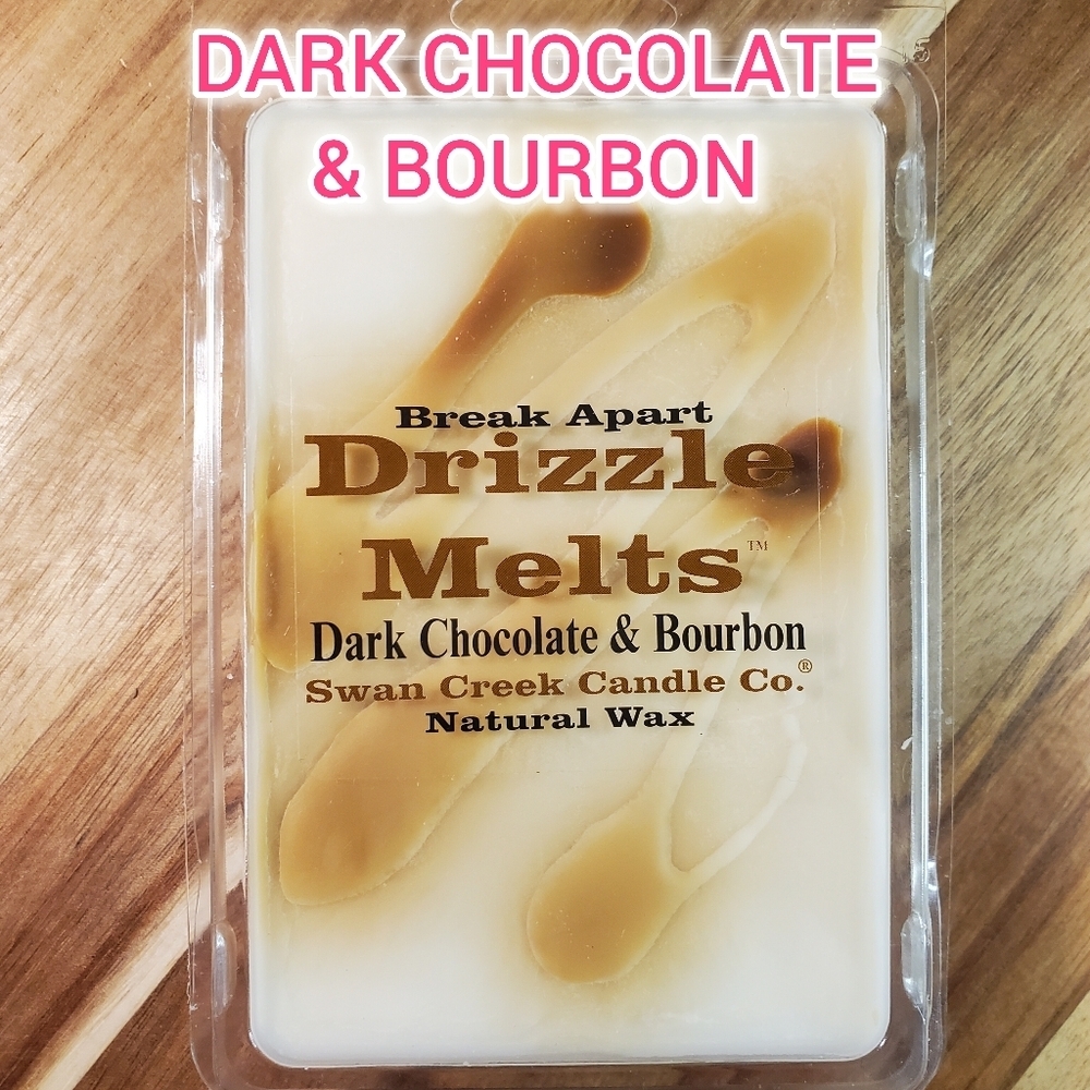 DARK CHOCOLATE & BOURBON by SWAN CREEK CANDLE Drizzle Melts Natural Wax 5.25 oz